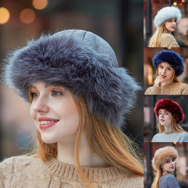 Kvinders Vinter Mongolsk Faux Fur Ruskind Fluffy Beanie Snow Hat Brun Coffee