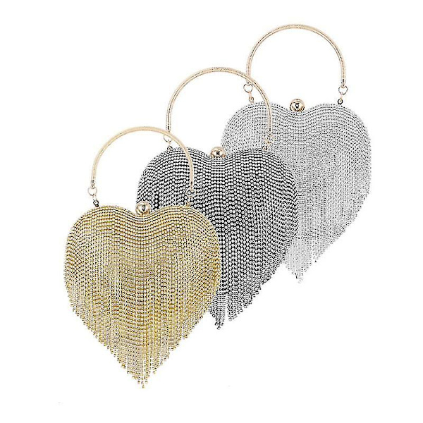 Kvinners Kvast Diamant Clutch Cheongsam Bryllup Hjerteformet Aftenveske
