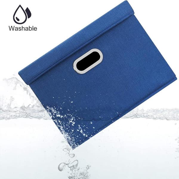 Storage Box - Foldable with Lid - Robust and Durable - Suitable for Storing Clothes and Toys - Textile Material - Navy Blue