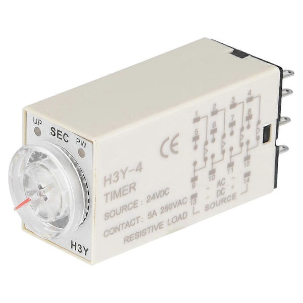 H3Y-4 Tidsrelæ Pegekontrol Forsinkelsestimerstyring Kontaktswitch 14-bens 24VDC (30S)