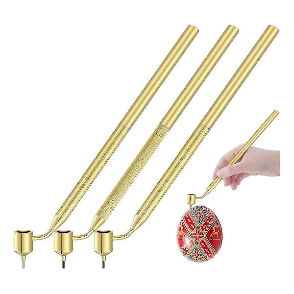 Sett med 3 Pysanka Sett Varm Voks Tegne Penner For Dekorativ Kunst For Påskeegg Pysanky Utstyr