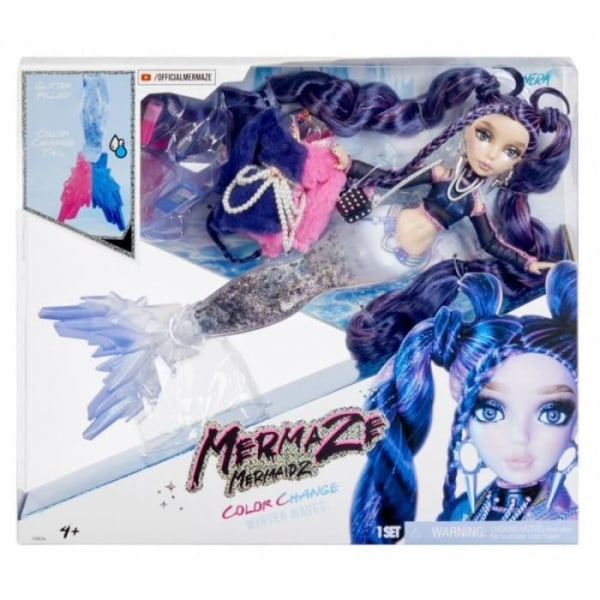 MGA Entertainment Mermaze Mermaidz Winter Waves - NERA - Med 1 sjöjungfrudocka, 1 färgskiftande fena,