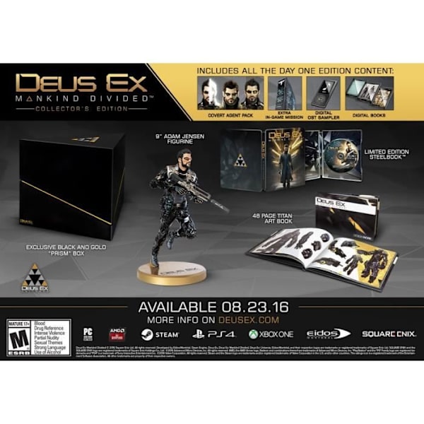 Videopeli - Deus Ex - Mankind Divided - Collector's Edition - Xbox One - Action 18+