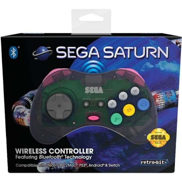 Spilkontrol - Retrobit - Sega Saturn - 8 knapper - Bluetooth - Kompatibel med Switch/PC/Mac Grå