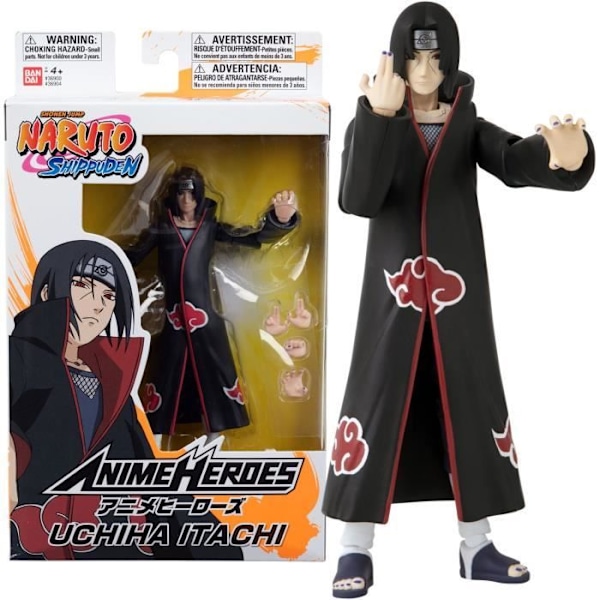 Anime Heroes -hahmo 17 cm - Itachi Uchiha - BANDAI - Naruto Shippuden Svart