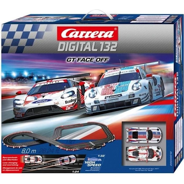 Carrera 8Digital 132 GT Face Off -kilparata, 0 metriä musta sort