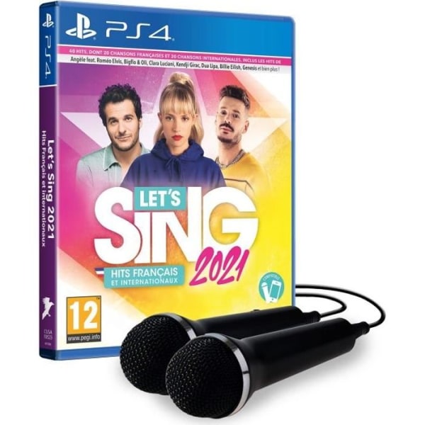 Lets Sing 2021 franska och internationella hits + 2 mikrofoner PS4-spel