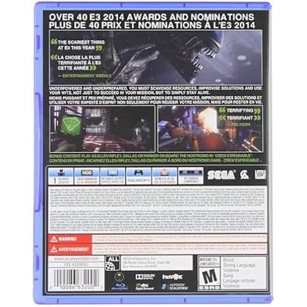 Videospil - Sega - Alien: Isolation - PS4 - Action - 1 spiller - PEGI 18+