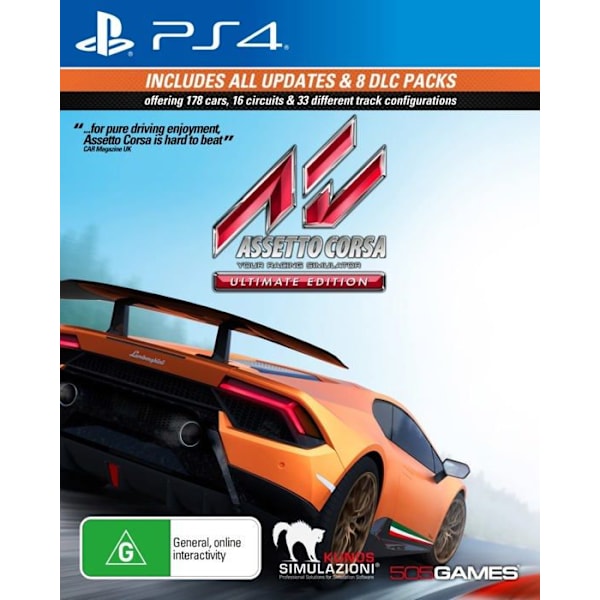 Videopeli - Assetto Corsa - Ultimate Edition - 178 autoa - 16 piiriä - DLC mukana