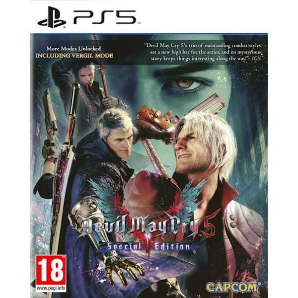 Devil May Cry 5 Special Edition på PS5, ett action-/äventyrsspel för PS5. Vit