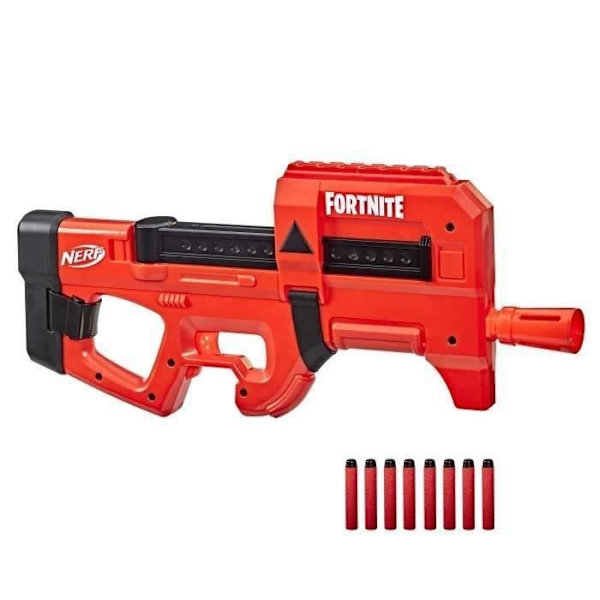 Nerf Fortnite Compact SMG, Motoriseret Dart Blaster, Ultra Red Coating, Internt 8-Dart Magazine, Indeholder 8 Dart röd och svart