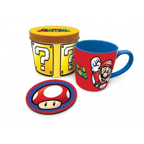 SUPER MARIO - Mennään - Metallilaatikko, muki & lasin alla Flerfärgad