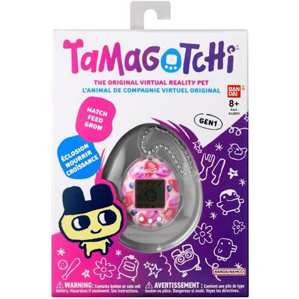 Tamagotchi - BANDAI - Original Tamagotchi - Berry Delicious - virtuelt elektronisk kæledyr med farveskærm, 3 knapper og spil Flerfärgad