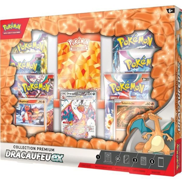 Charizard ex Premium Box - Pokémon - ASMODEE - Keräilykortti - Lapsi - 6 vuotta vanha Orange, röd och vit