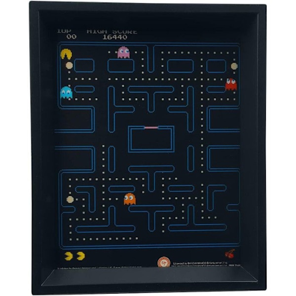 3D linssimainen juliste - Pac-Man - Labyrintti - Valmis ripustettavaksi - Ei tarvita laseja - Nörttikulttuuri svart färg