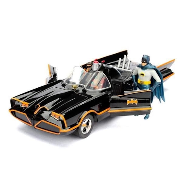 Figuriini - DC COMICS - Batman 1966 Batmobile - 1:24 - Metalli Die-Cast - Musta Svart