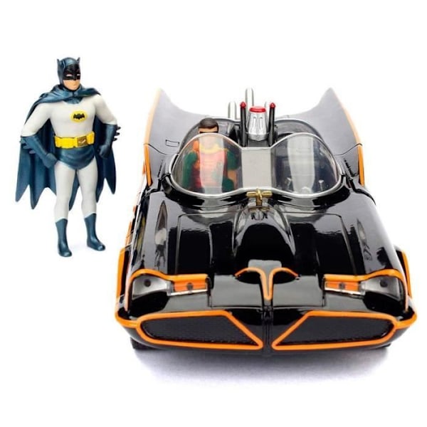 Figuriini - DC COMICS - Batman 1966 Batmobile - 1:24 - Metalli Die-Cast - Musta Svart