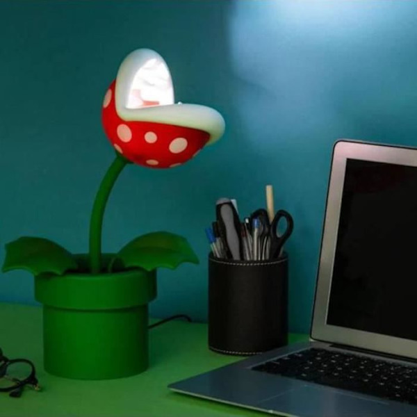 Dekorativ Lampa - SUPER MARIO - Mini Piranha Växt 21cm - LED - Vit - Modern Design Flerfärgad