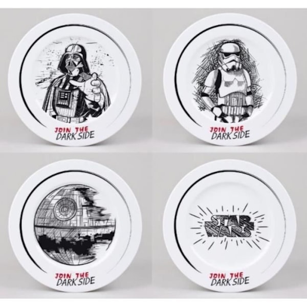 Lautaset - Star Wars - 4 kappaleen sarja - Posliini - Pyöreä - Lasten koristeellinen