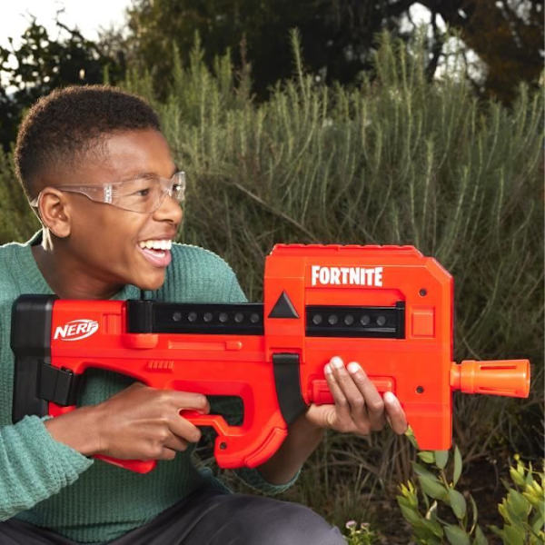 Nerf Fortnite Compact SMG, Motoriseret Dart Blaster, Ultra Red Coating, Internt 8-Dart Magazine, Indeholder 8 Dart röd och svart