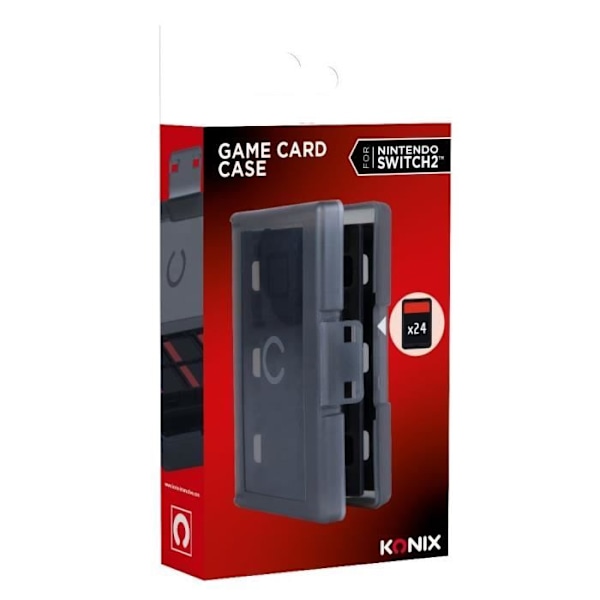 Suojakotelo ja kuljetus - KONIX - Nintendo Switch 2 -pelikapseleille - Iskunkestävä - 24 säilytyspaikkaa - Musta