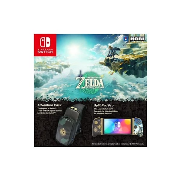 Hori Adventure Pack Zelda Tears of the Kingdom skuldertaske til Nintendo Switch sort, blå og gul