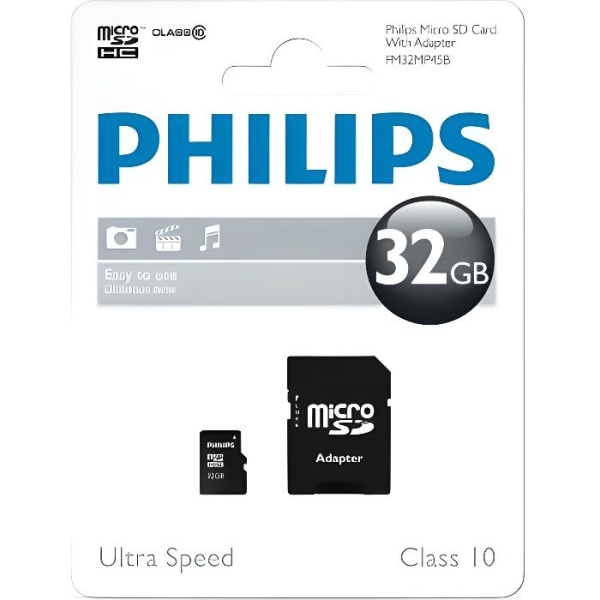 Micro SDHC-kort - PHILIPS - Klass 10 - 32GB