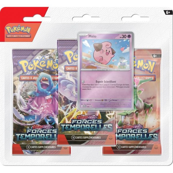 Pokémon Tripack Box 3 Boosterit EV05 Scarlet and Violet - Temporal Forces: Melo tai Motorizard - satunnainen malli Scarlet och Violet