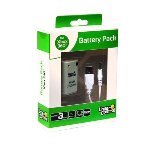 Vitt batteri för XBOX 360 Controller + laddkabel