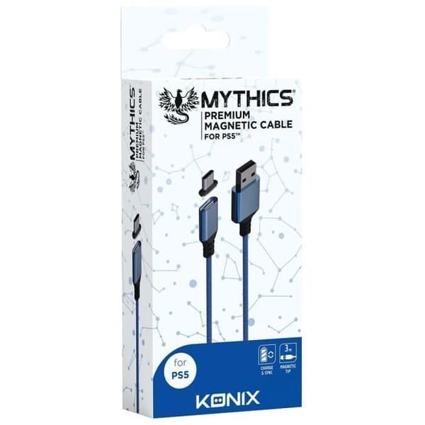 Magnetisk kabel - 3m - KONIX - PS5 - Blå Blå