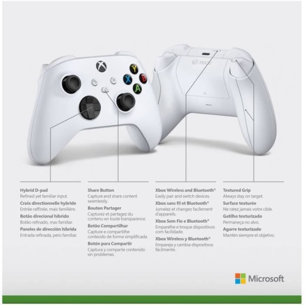 Nästa generations trådlösa Xbox Series Controller – Robot Vit – Vit – Xbox Series / Xbox One / Windows 10 PC / Android / iOS