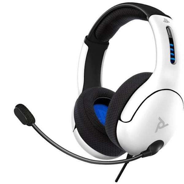 PDP LVL50 PS4 White Headset - Lätt design och bekvämt pannband - Brusreducerande mikrofon