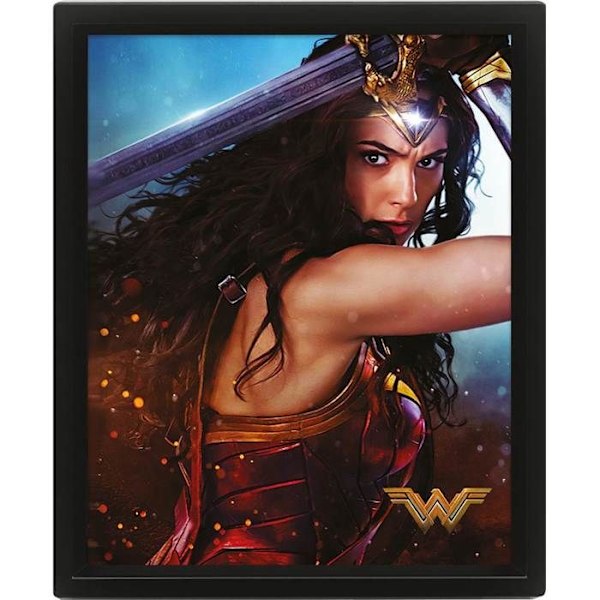 3D-ramme - Wonder Woman - Pyramide - Reliefeffekt - Officiel licens - PVC röd svart