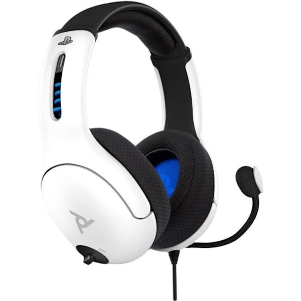 PDP LVL50 PS4 White Headset - Lätt design och bekvämt pannband - Brusreducerande mikrofon