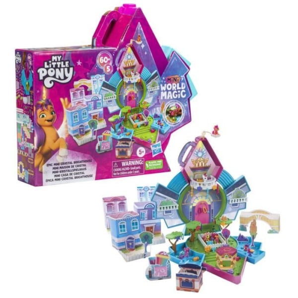 Mini Magic World - HASBRO - Mini kristallhus - 5 miniponnyer - Vit och flerfärgad Flerfärgad