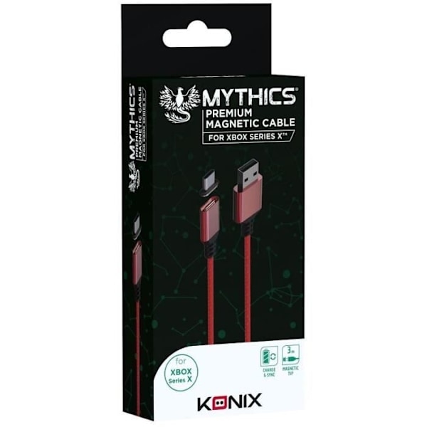Magneettikaapeli - 3 m - KONIX - Xbox Series X - punainen Röd