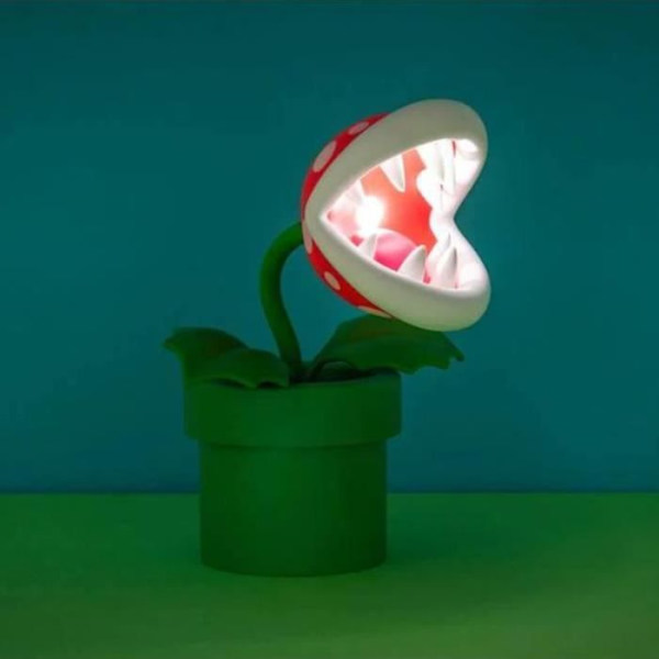 Dekorativ Lampa - SUPER MARIO - Mini Piranha Växt 21cm - LED - Vit - Modern Design Flerfärgad