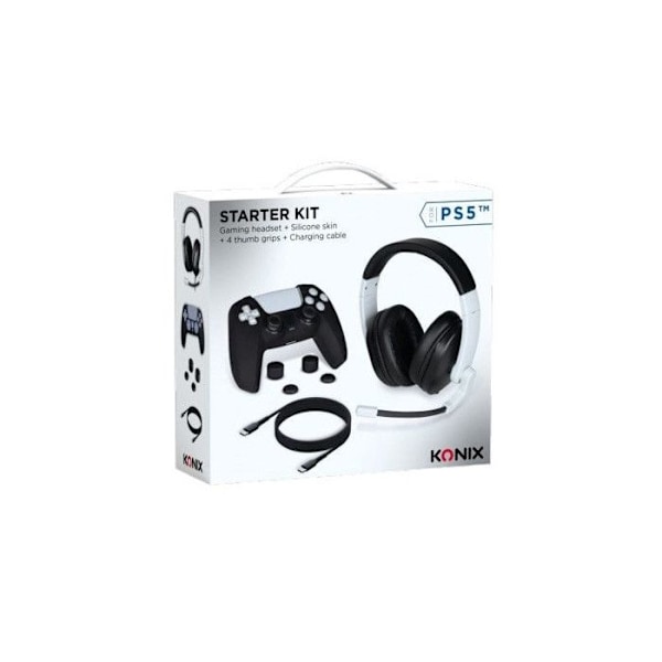 Pack Starter Pelikuulokkeet Konix PS5™ Musta ja Valkoinen + Ohjaimen silikoonikuori + Peukalotuki Svartvitt
