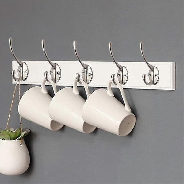 10-pack rustika klädkrokar väggmonterade kraftiga dubbelkrokar retro Silver