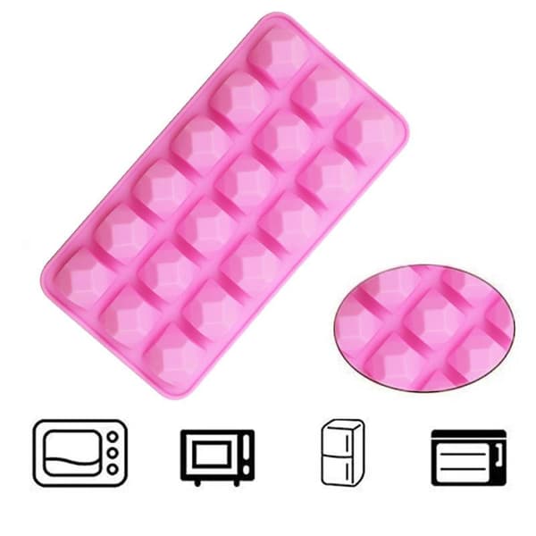 DIY Silikon 18 Diamant Sjokoladeform Bakeformer Isbiter Pudding Gelé Q Pink