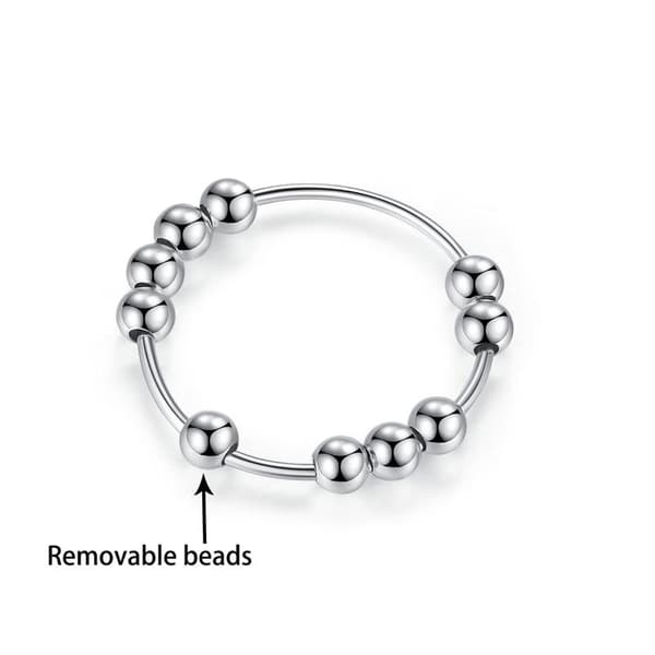 Antistressring med 10 roterbara pärlor koppar silver 20,5 mm