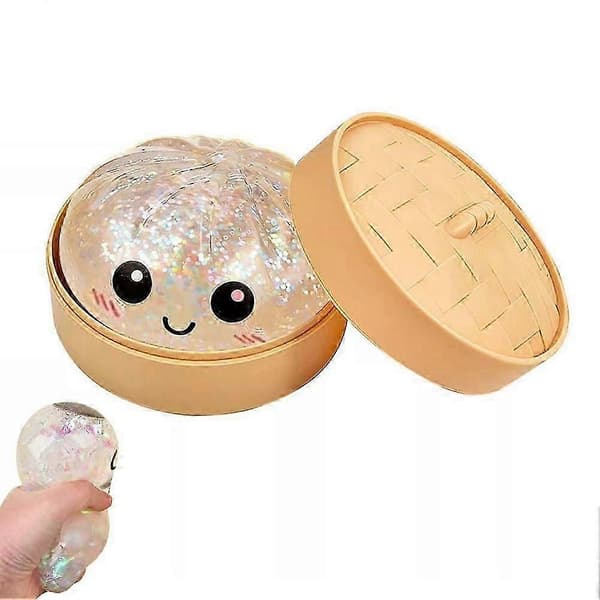 Glitter Dumpling Squishy Box Angstlindrende Fidget Dekompression Dej -Ny Vare Hvid White
