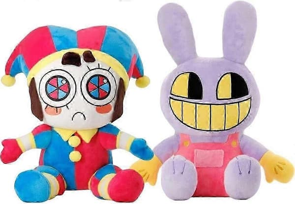 2 kpl pehmolelu Amazing Digital Circus Pomeni ja Jax pehmolelut 25cm harmaa gray