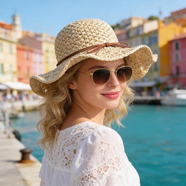 Dam Sommar Stråsolhatt, Vikbar Lätt UV-skydd Boho Hatt, Strandsemester Resa Utomhus Solhatt för Kvinnor