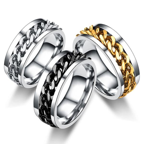 3 st 8mm Kedjespinnande Ringar för Män Kvinnor Fidget Band Ringar