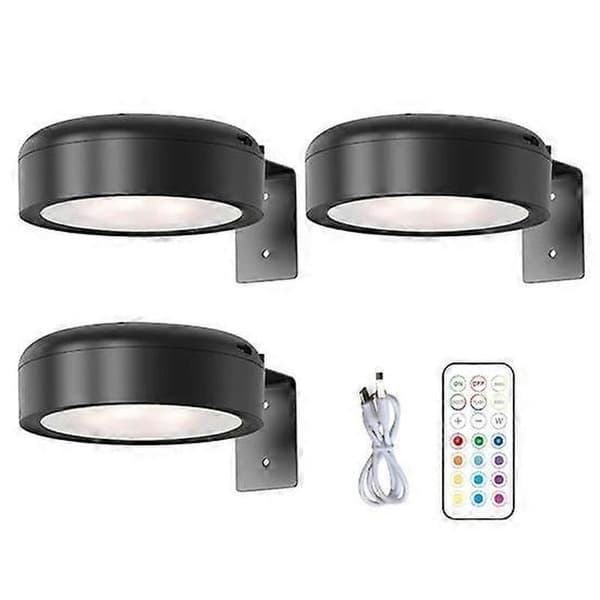 Wall Mounted Wireless Picture Light with Remote Control – 13 Colors Dimmable Battery Lamp 3pcs black 3pcs black
