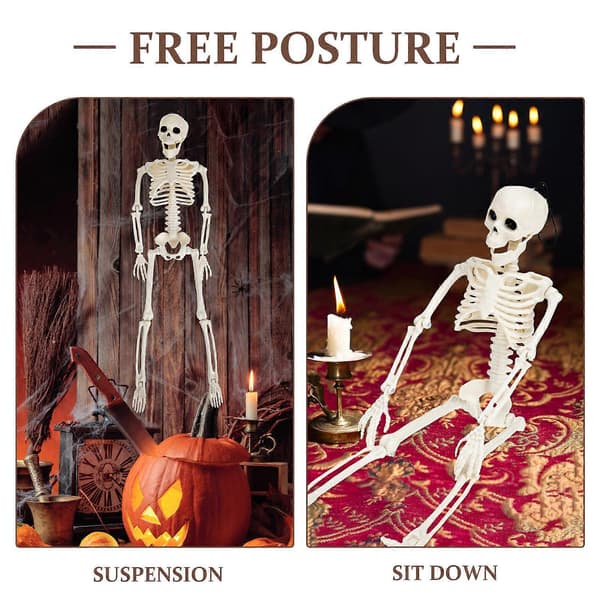 Spökhus skelett rörlig skelettdekoration för Halloween 4 st plastmodell