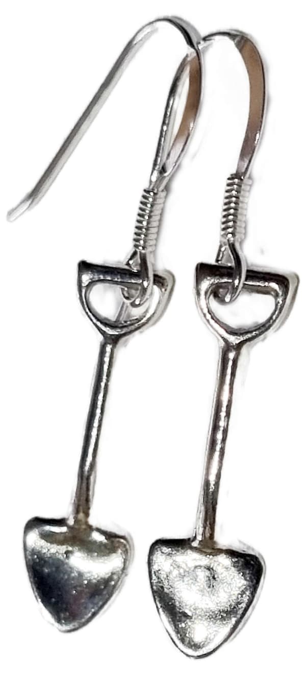 Spade sterling sølv dråpeøreringer .925 x 1 par Spader og spade dråper Øredobbkrok Sølv Earring Hook Silver