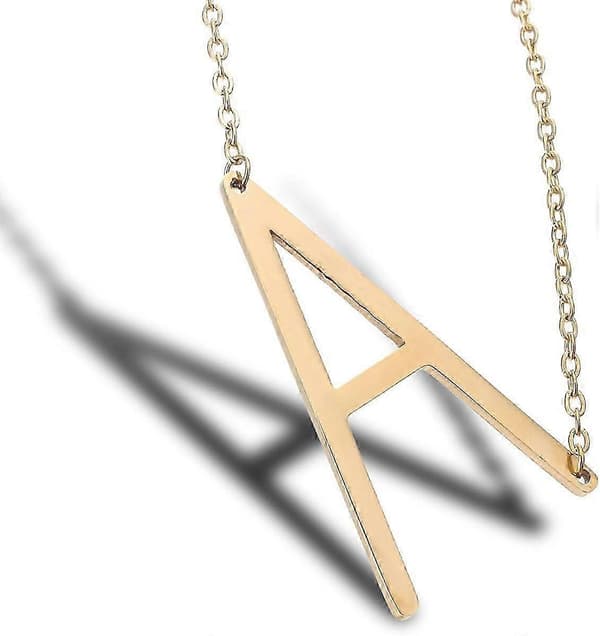 Sideværts Initial Halskæde 18K Forgyldt Rustfrit Stål Stort Bogstav Vedhæng Monogram Halskæde til Kvinder