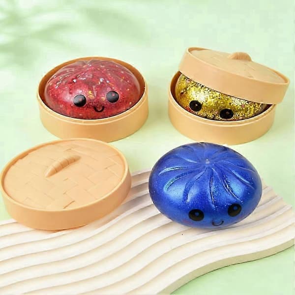 Glitter Dumpling Squishy Box Ångestlindrande Fidget Dekompressionsdeg -Ny Notering Blå Blue